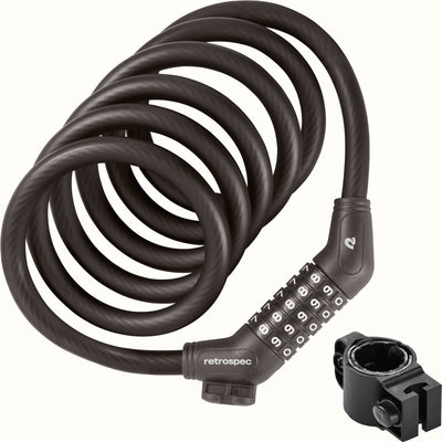 Grizzly Plus Integrated Combo Cable Bike Lock - 12mm | Matte Basalt