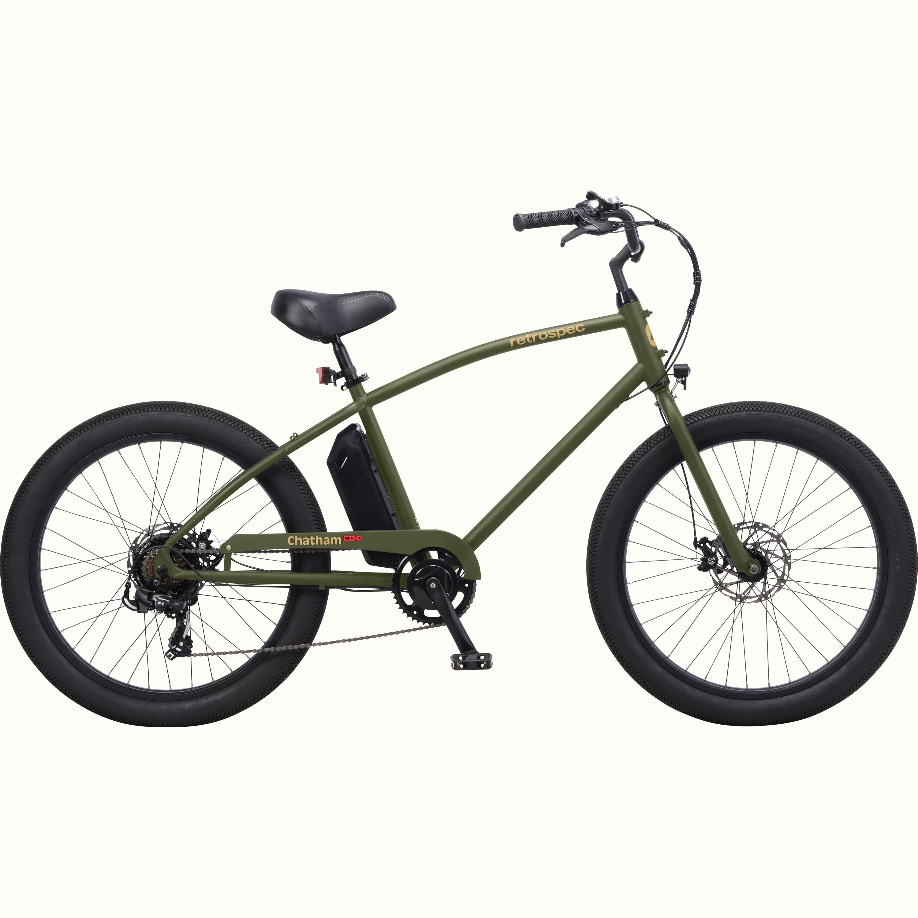 Retrospec Chatham Rev 3 Unisex Electric Beach Cruiser Matte Olive Drab