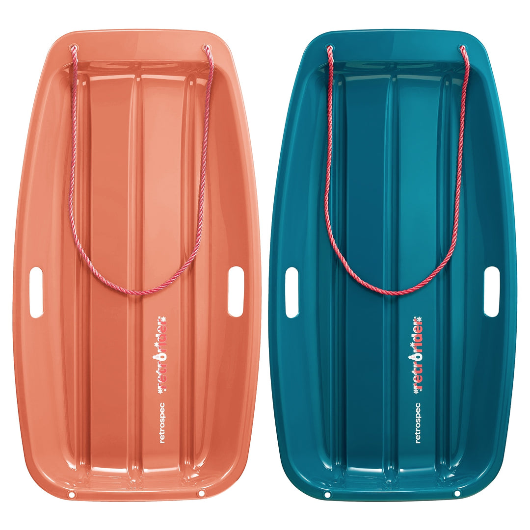 Retrorider Toboggan Snow Sled - 35”/48” | Snowy Spruce and Polar Pink  35"