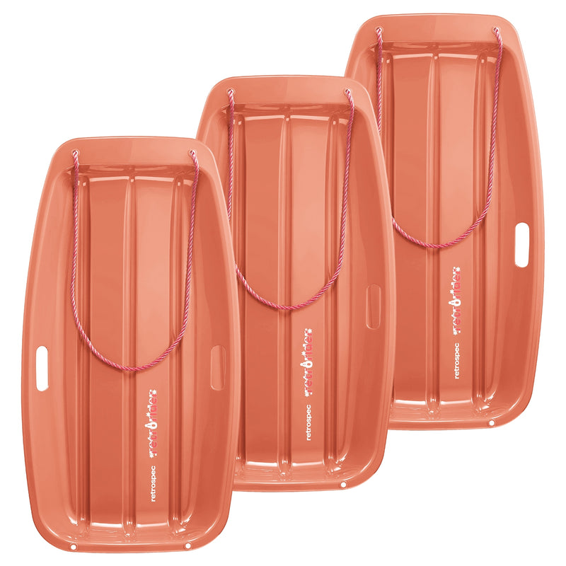 Retrorider Toboggan Snow Sled - 35”/48” | Polar Pink 35" 3 Pack