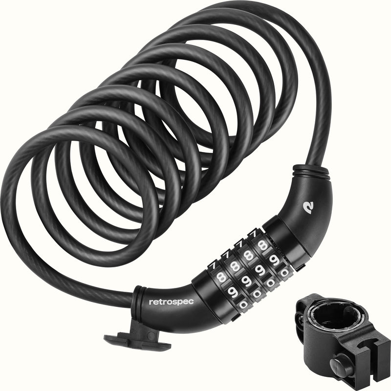 Grizzly Integrated Combo Cable Bike Lock 8mm