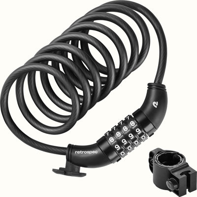 Grizzly Integrated Combo Cable Bike Lock - 8mm | Matte Black