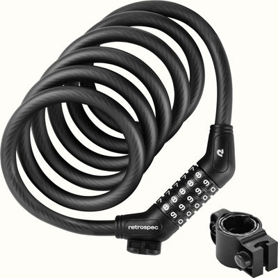 Grizzly Plus Integrated Combo Cable Bike Lock - 12mm | Matte Black