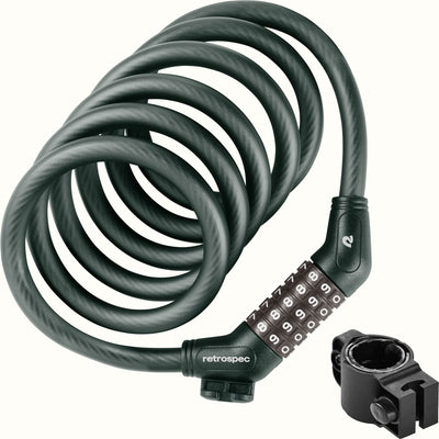 Grizzly Plus Integrated Combo Cable Bike Lock - 12mm | Matte Everglade