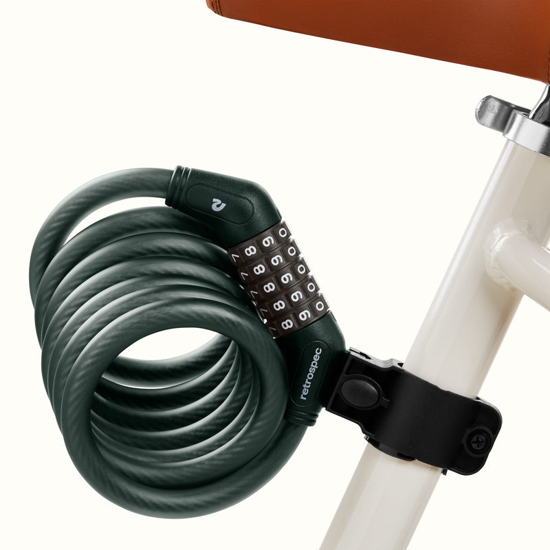 Grizzly Plus Integrated Combo Cable Bike Lock - 12mm | Matte Everglade