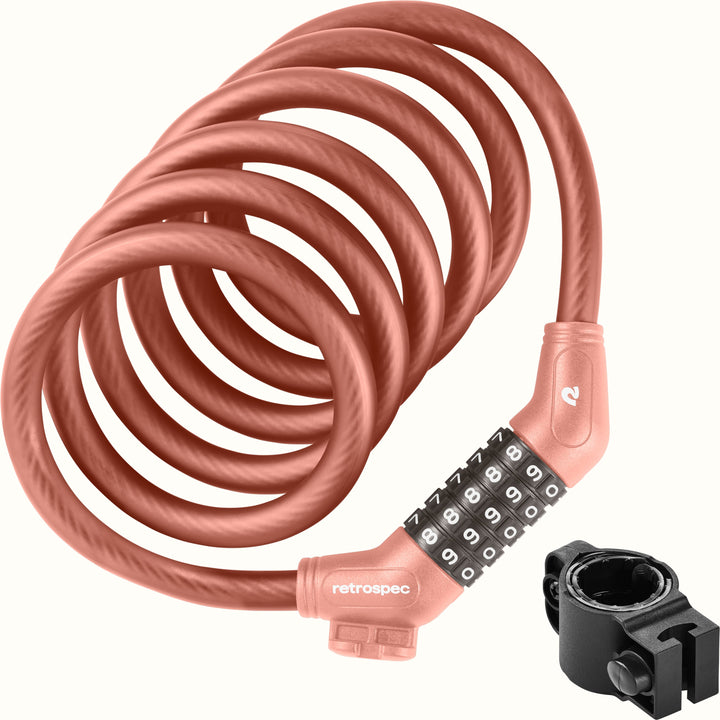 Grizzly Plus Integrated Combo Cable Bike Lock - 12mm | Matte Blush