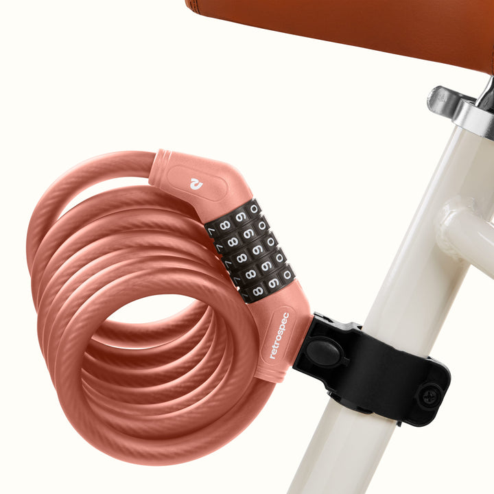 Grizzly Plus Integrated Combo Cable Bike Lock - 12mm | Matte Blush