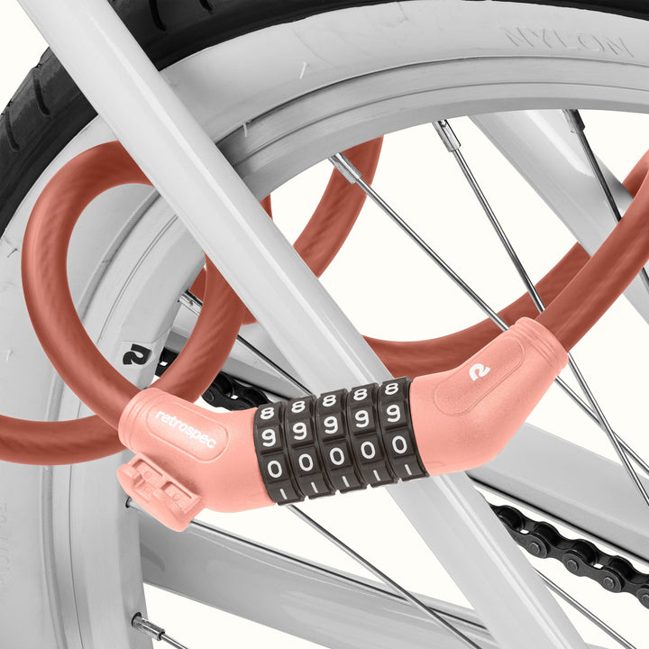 Grizzly Plus Integrated Combo Cable Bike Lock - 12mm | Matte Blush