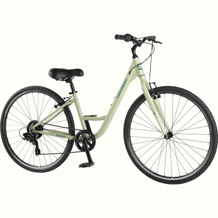 retrospec Barron womens hybrid bike in aloe green shown from a front angle view
