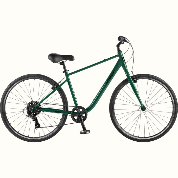 retrospec Barron commuter bike in sycamore green with a step over frame and black tires
