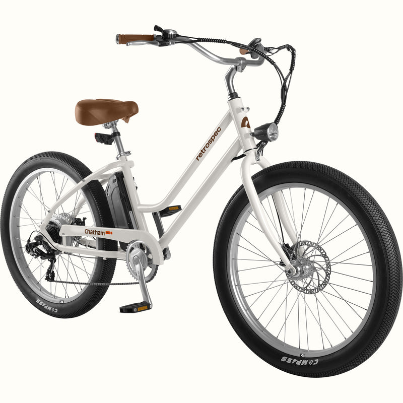 Chatham Rev 2 Electric Beach Cruiser Bike - Step Through | Eggshell