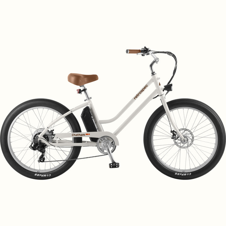 Chatham Rev 2 Electric Beach Cruiser Bike - Step Through | Eggshell