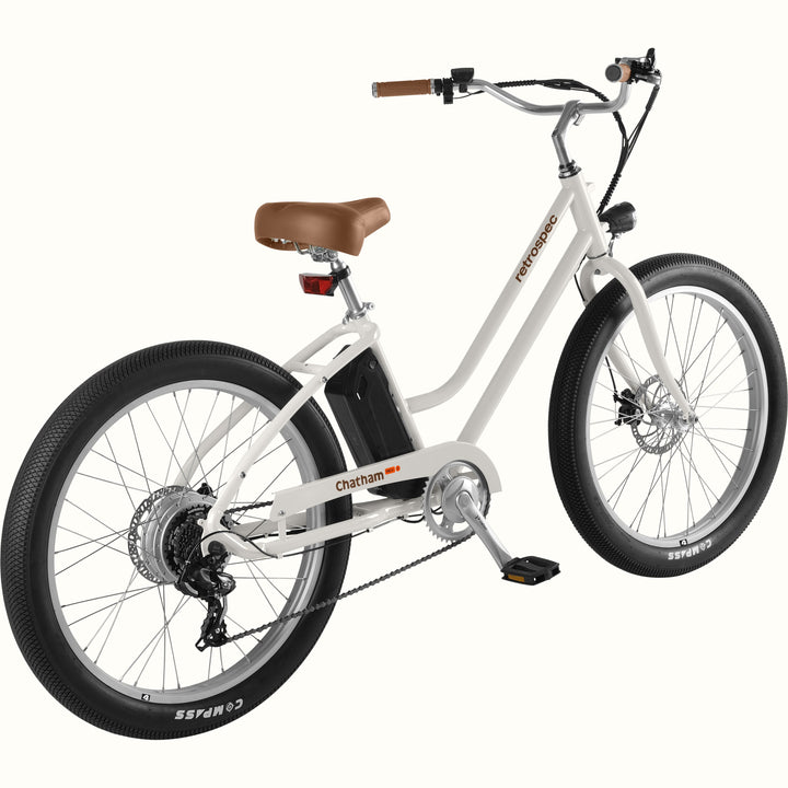 Chatham Rev 2 Electric Beach Cruiser Bike - Step Through | Eggshell