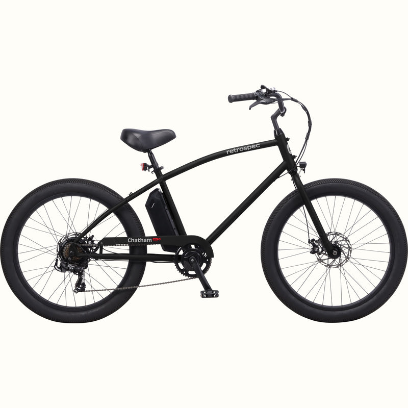 Black Chatham Rev 3 Beach Cruiser Electric Bike on a white background.