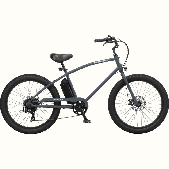 Matte Charcoal Gray Chatham Rev 3 Beach Cruiser Electric Bike on a white background.