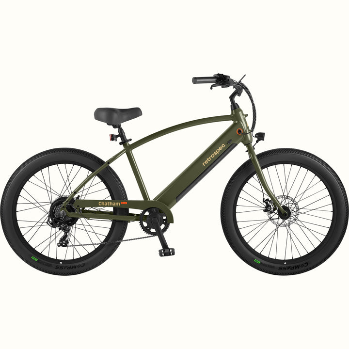 Chatham Rev+ Electric Beach Cruiser Bike | Matte Olive Drab