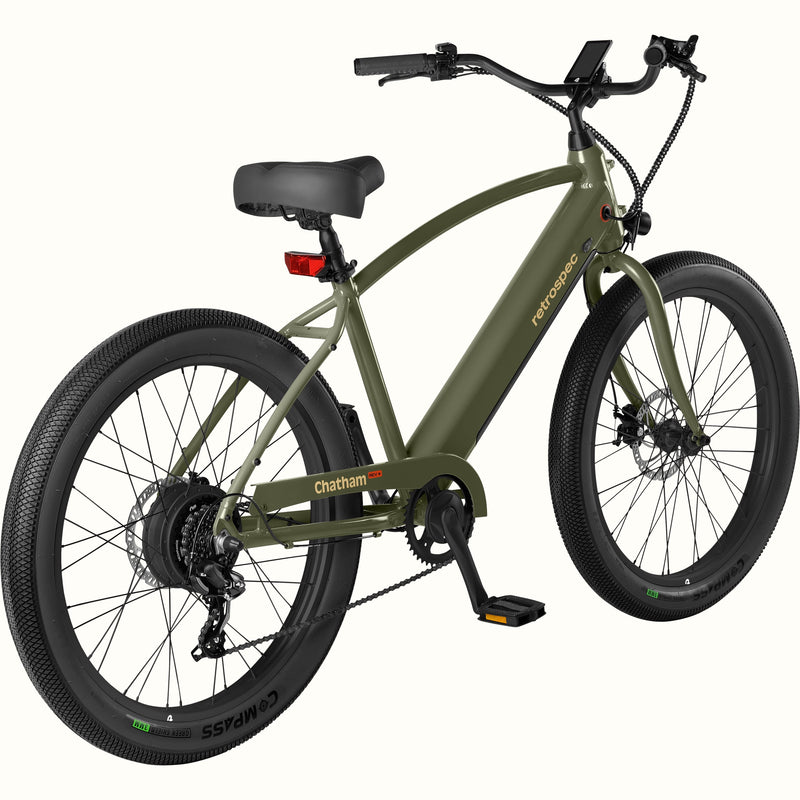 Chatham Rev+ Electric Beach Cruiser Bike | Matte Olive Drab