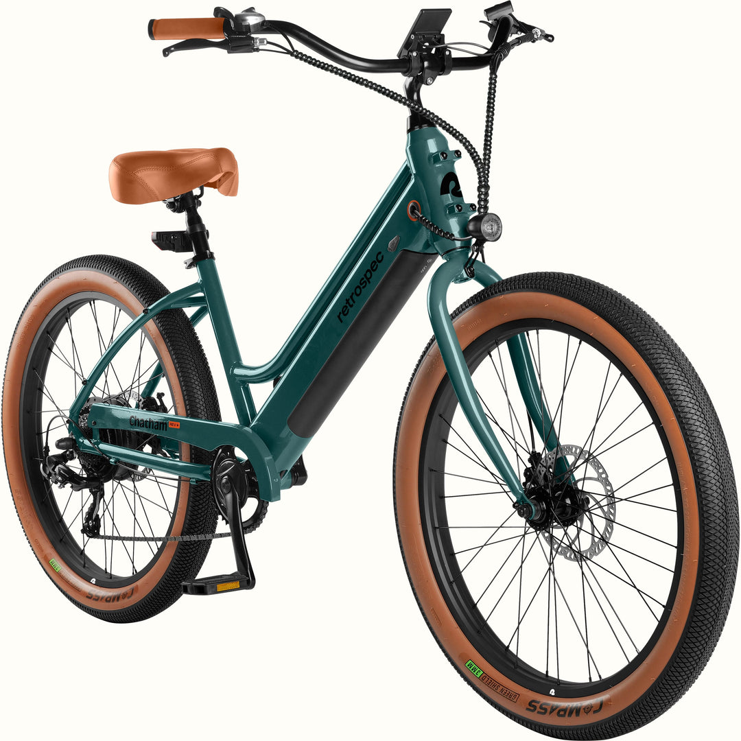 Chatham Rev+ Electric Beach Cruiser Bike - Step Through | Everglade