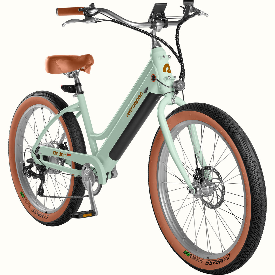 Chatham Rev+ Electric Beach Cruiser Bike - Step Through | Matcha