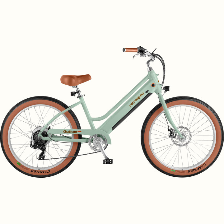 Chatham Rev+ Electric Beach Cruiser Bike - Step Through | Matcha