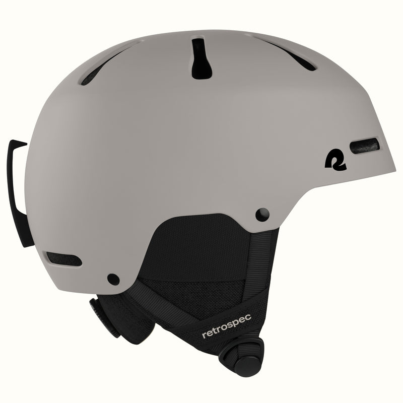 retrospec Comstock ski helmet in matte canyon, side view showing adjustable dial and top vents.