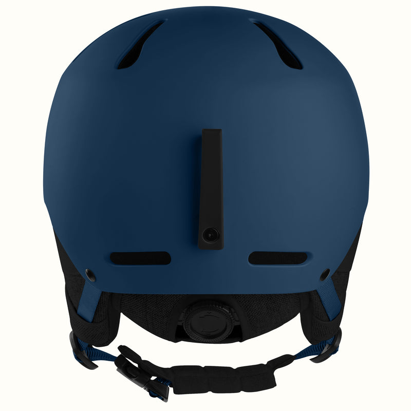 retrospec Comstock mens ski helmet in matte navy, rear view showing the fit-adjust dial system.