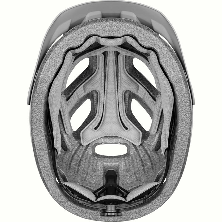 Interior view of a Lennon Commuter Bike Helmet in Matte White, showing the structured foam padding, ventilation channels, and fit system against a clean background.
