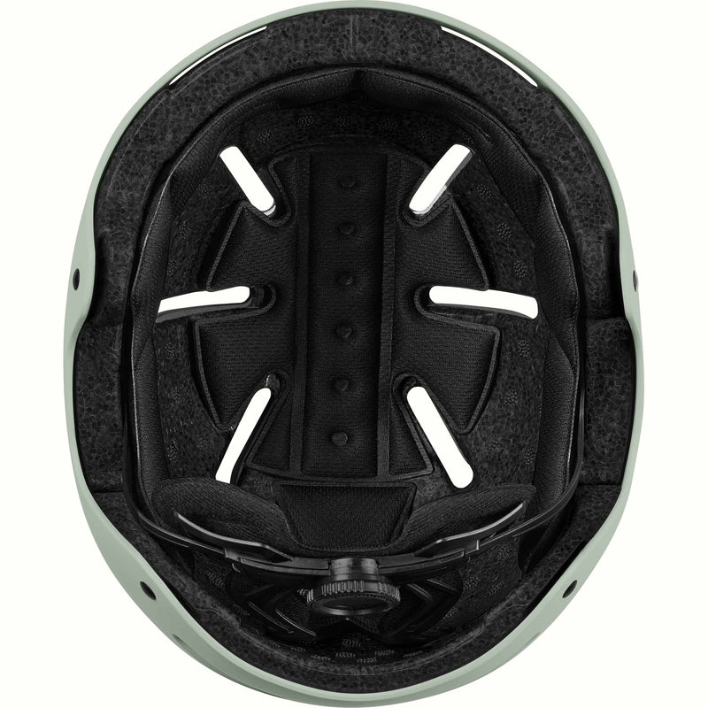 Inside view of the retrospec Dakota kids helmet with black foam padding, vent openings, and a rear dial fit adjuster.