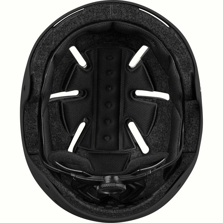 Inside view of the retrospec Dakota youth helmet with black foam padding, vent openings, and a rear dial fit adjuster.