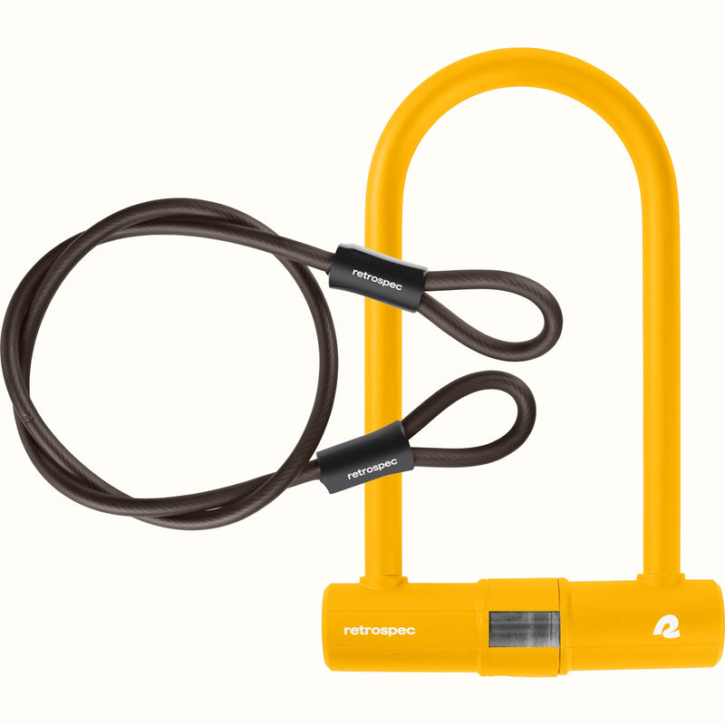 Lookout U-Lock Bike Lock With Cable - 14mm | Matte Sunflower