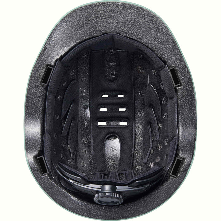 Close-up of the black interior of the Remi Toddler Bike Helmet revealing padding and an adjustable dial.