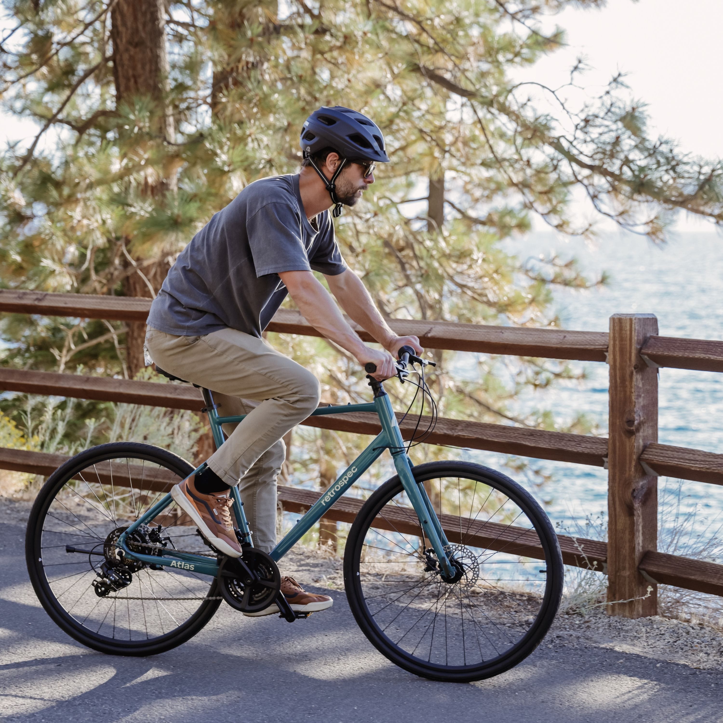 Team ATLAS★軽量EB110LMボディType-R2 MH8-048 Atlas Fitness Hybrid Bike - 21 Speed | retrospec