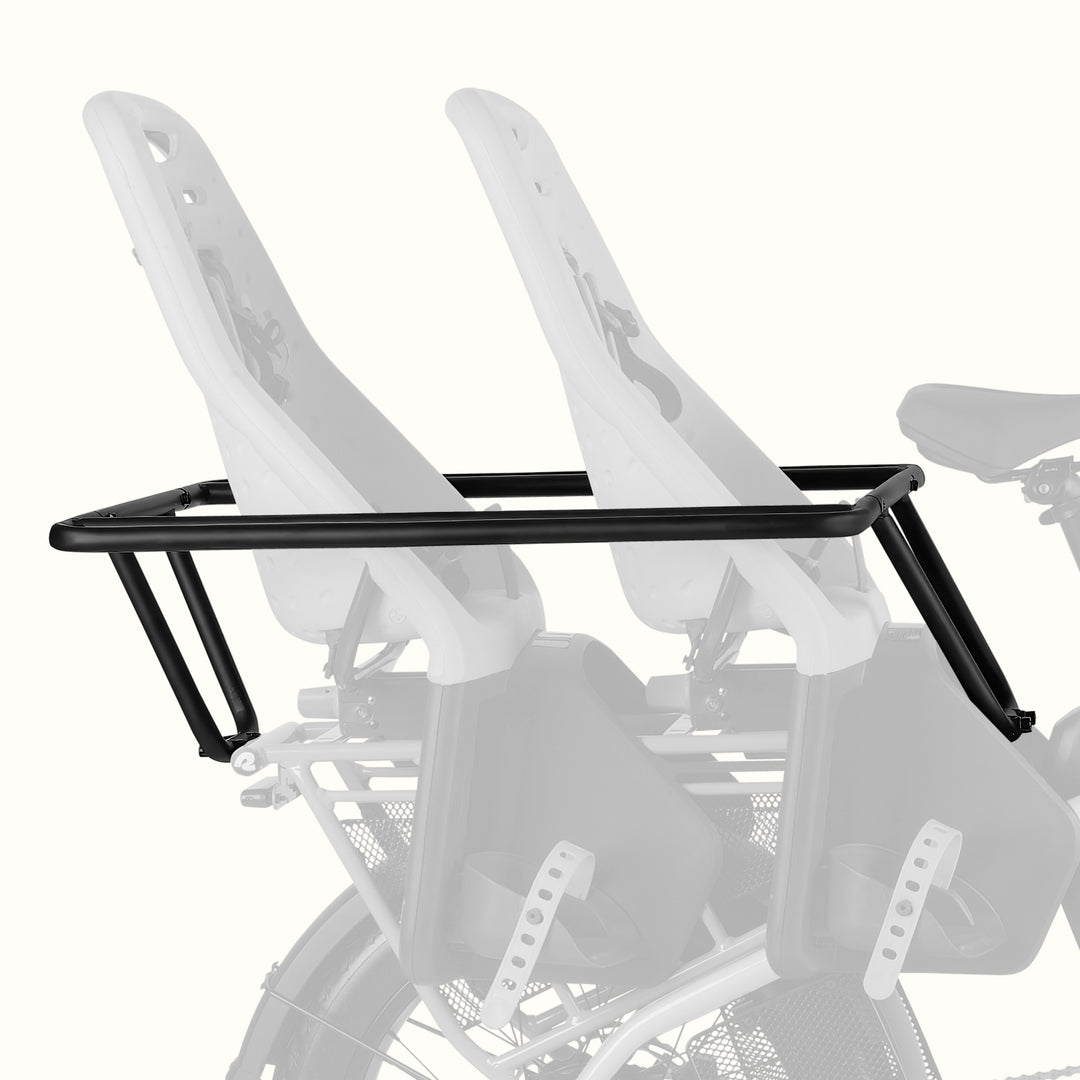 retrospec Roo Rev XL Passenger Handrail supporting two child seats mounted on an Electric Bike's rear rack.