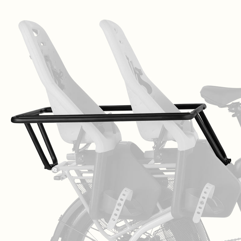 retrospec Roo Rev XL Passenger Handrail supporting two child seats mounted on an Electric Bike's rear rack.