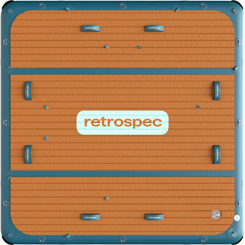 Siesta Dock 7' Inflatable Platform with a wood pattern textured deck and handles.