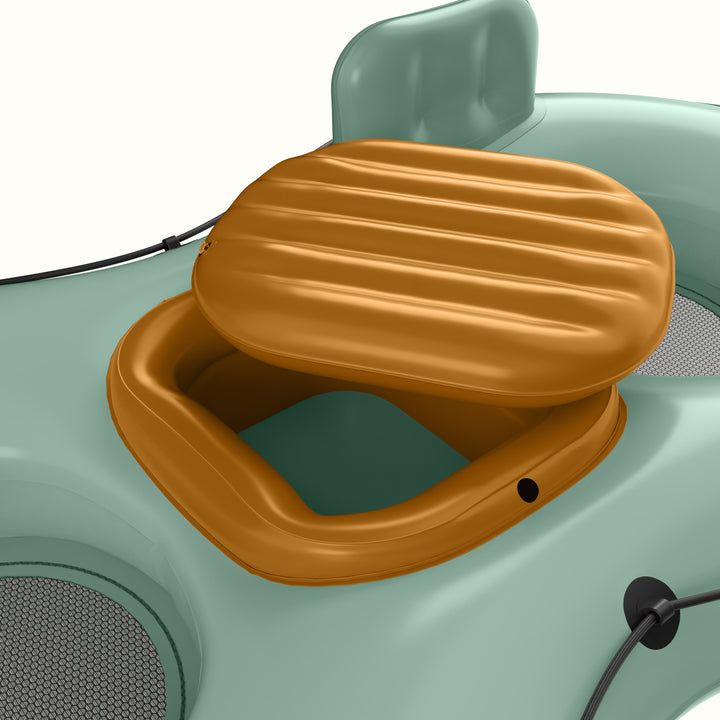 Tan center cooler on the Siesta Float Double in Agave.