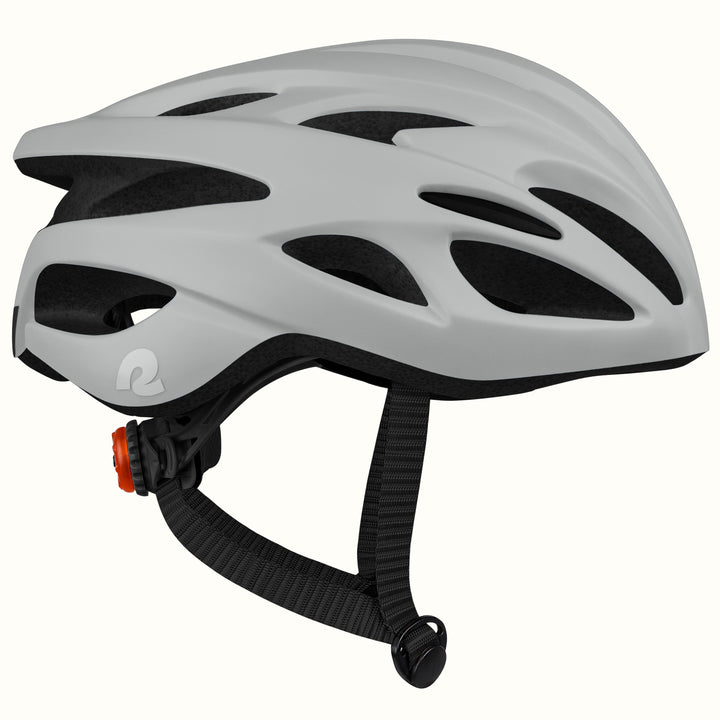 retrospec Silas adult bike helmet side profile in matte graphite with dial fit system, rear LED light, and logo detail