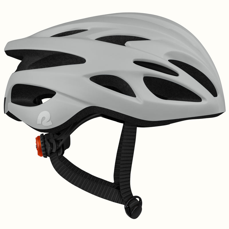 retrospec Silas adult bike helmet side profile in matte graphite with dial fit system, rear LED light, and logo detail