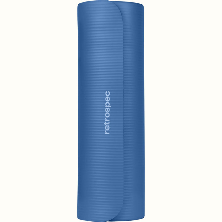 Blue Solana 1" Yoga Mat  with 'retrospec' branding on a white background.