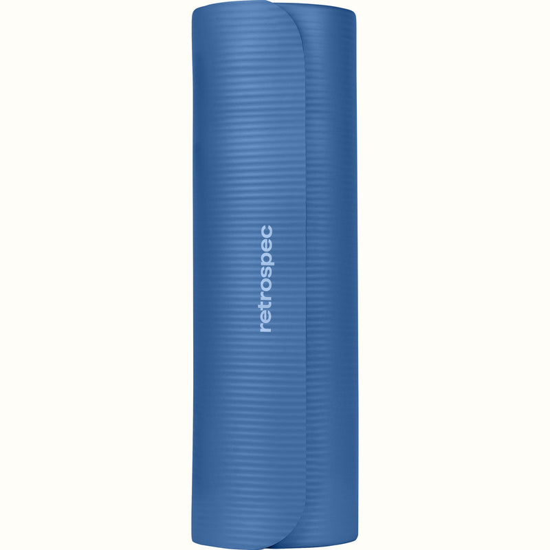 Blue Solana 1" Yoga Mat  with 'retrospec' branding on a white background.