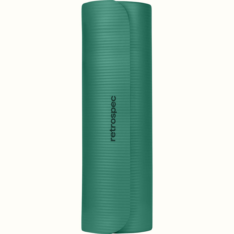 Green Solana 1" Yoga Mat with 'retrospec' branding on a white background.