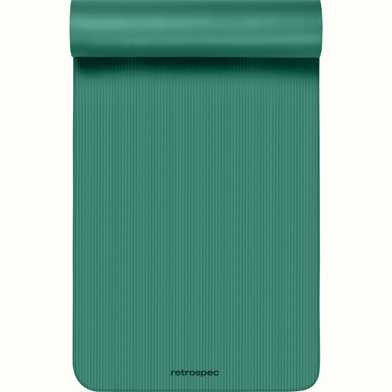 Green Solana 1" Yoga Mat with 'retrospec' branding on a white background.