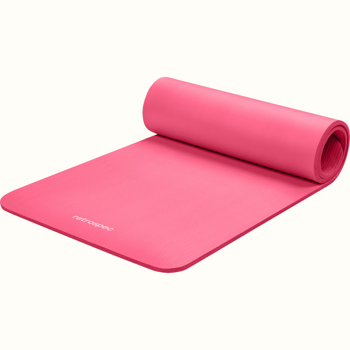 Pink Solana .5" Yoga Mat with brand name on a white background.