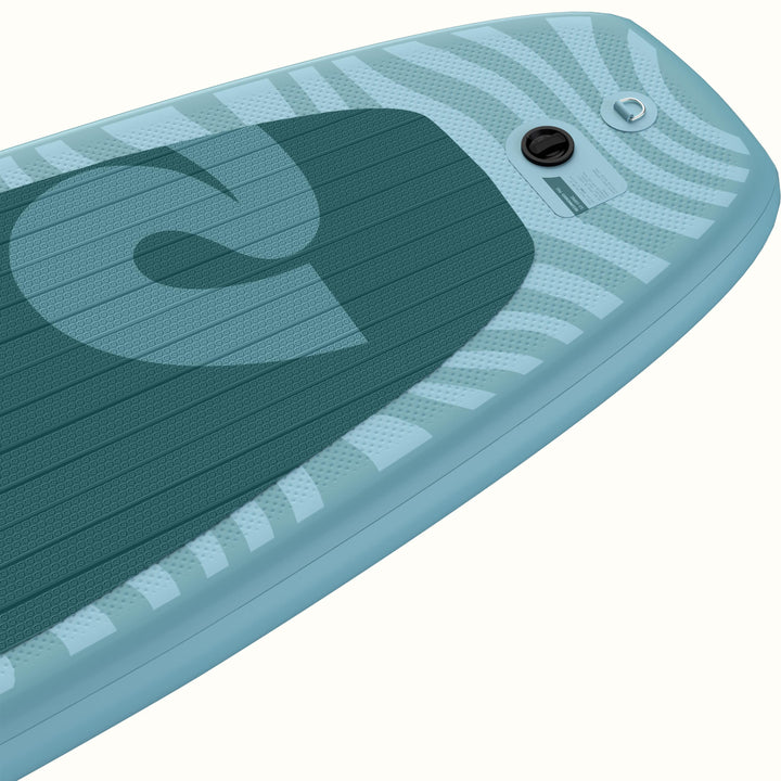 Close-up of the tail of the Weekender Nano Inflatable Paddle Board for Kids.