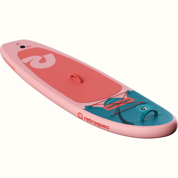 Weekender Nano Kids’ Inflatable Stand Up Paddle Board 8’ with pink and blue rainbow trout design on a white background.
