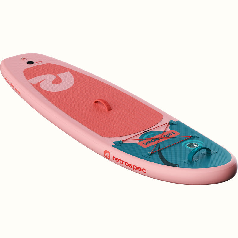 Weekender Nano Kids’ Inflatable Stand Up Paddle Board 8’ with pink and blue rainbow trout design on a white background.