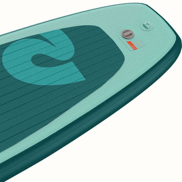 Close-up of the tail of the Weekender Nano Inflatable Paddle Board for Kids.