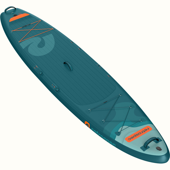 Teal Weekender Tour XL inflatable paddleboard with orange accents on a white background.