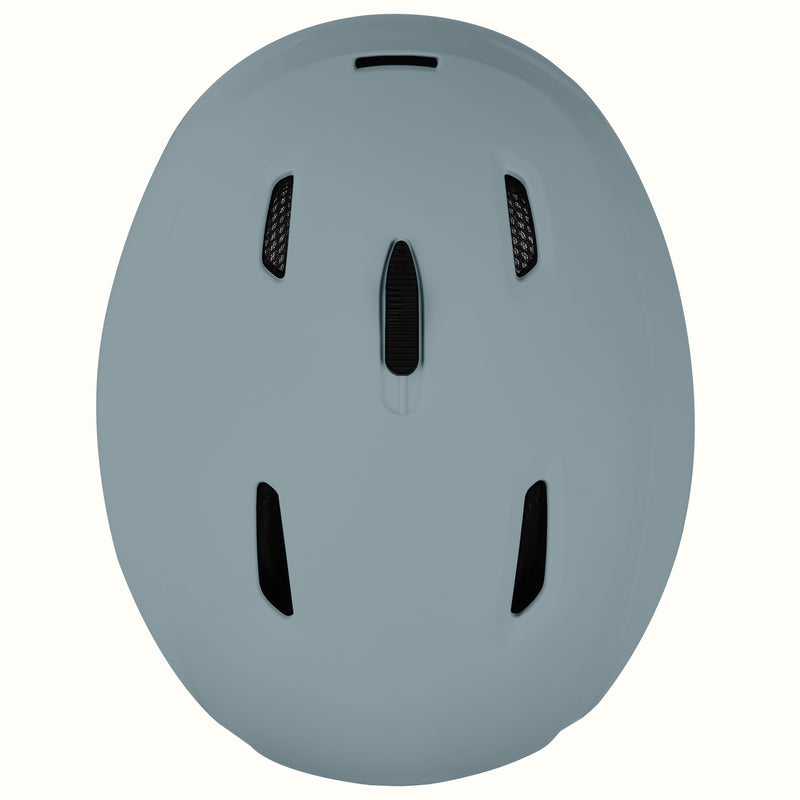 Top view of the retrospec Zephyr ski helmet in Matte Arctic Dusk showing its vented shell design.