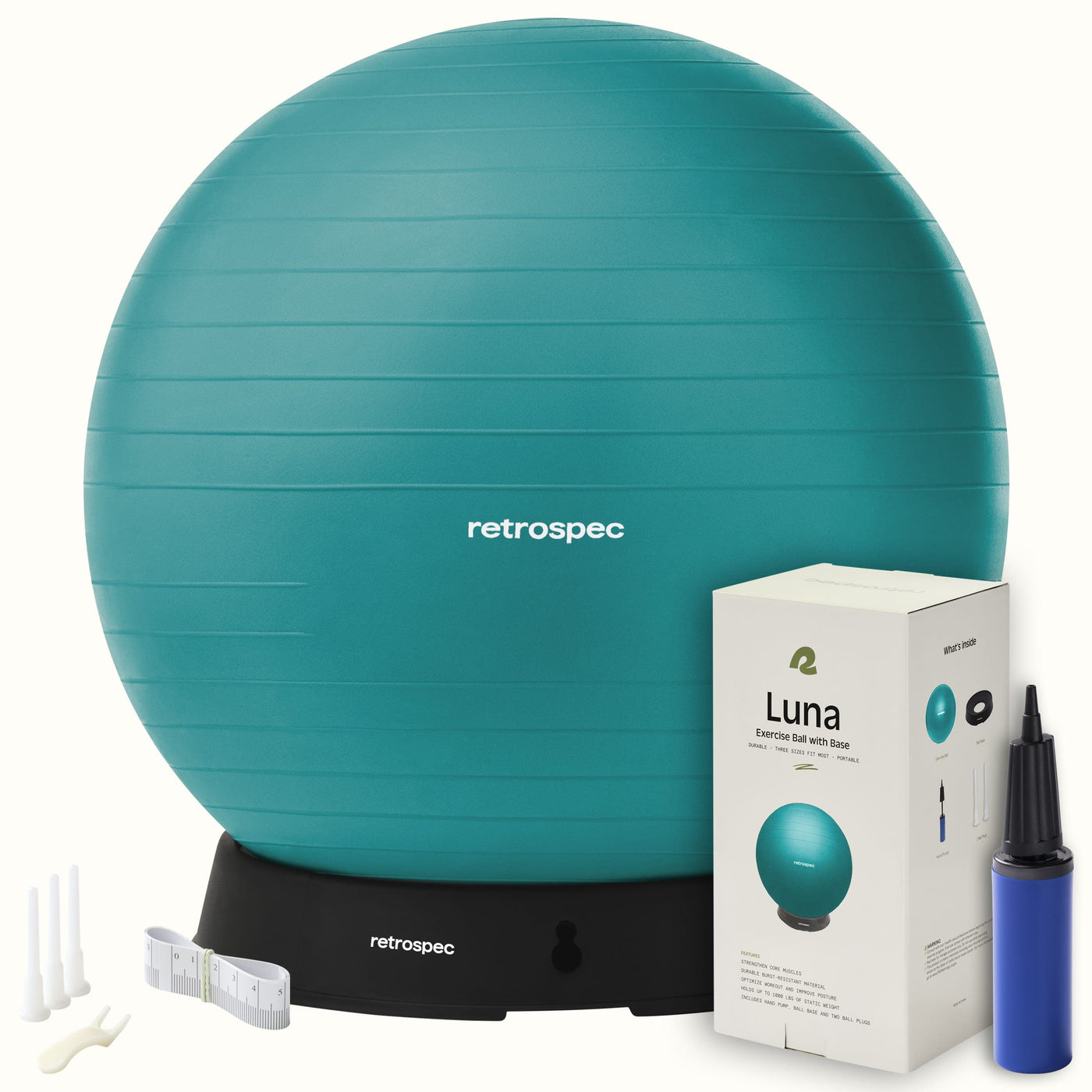 Luna Exercise Ball | Turquoise Ball and Base 55cm